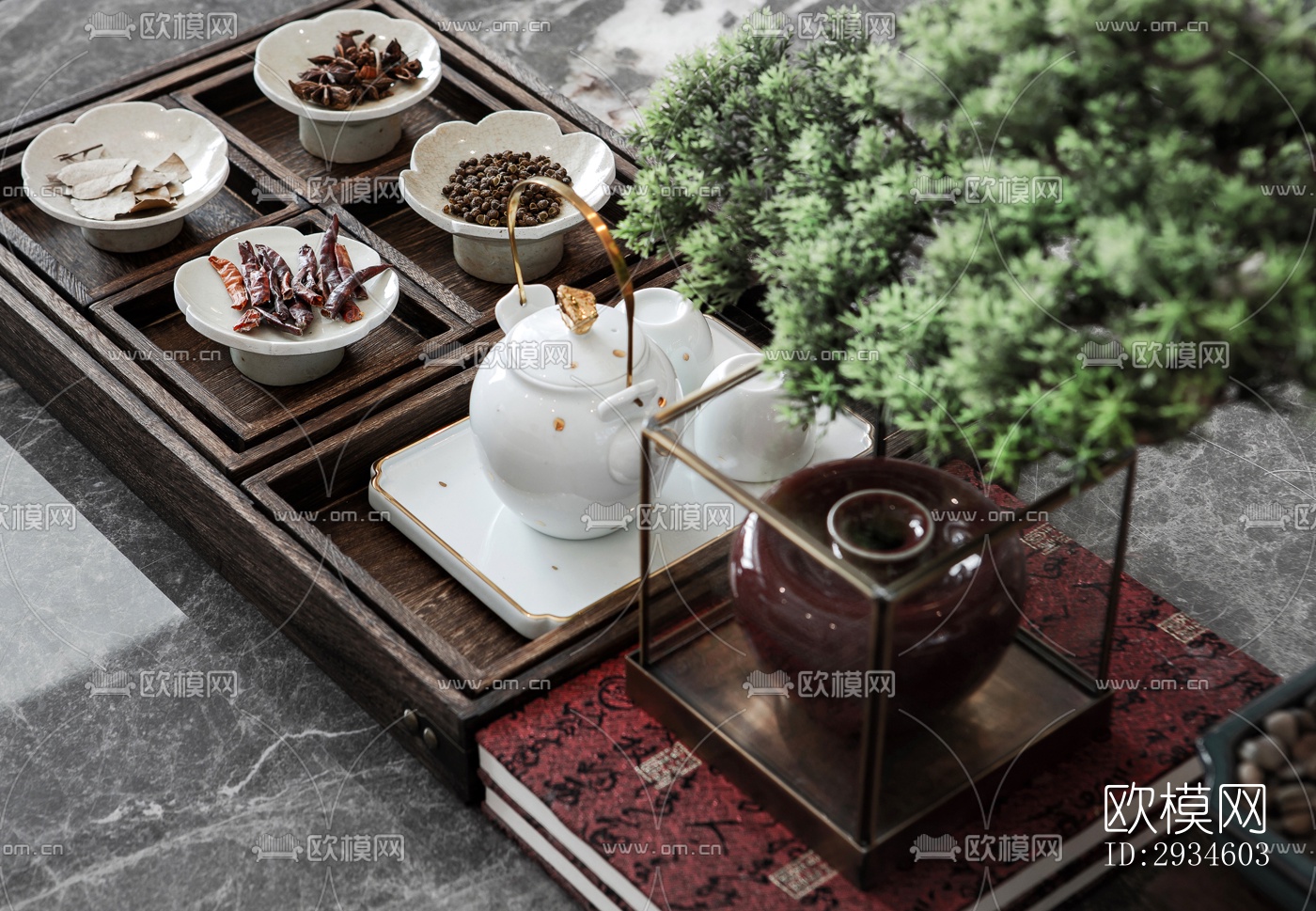 新中式平层效果图下载（渲染图6）