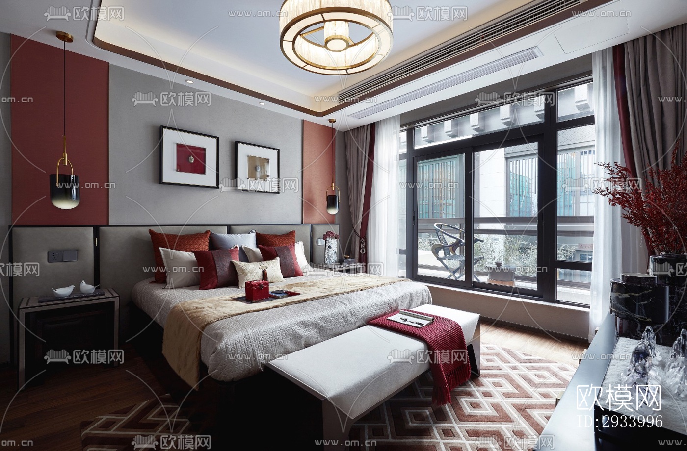 新中式别墅效果图下载（渲染图8）