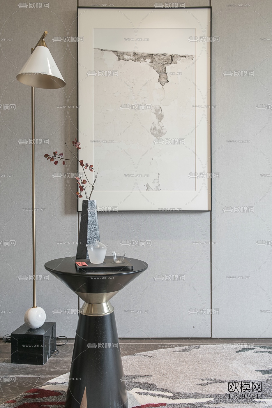 新中式平层效果图下载（渲染图12）