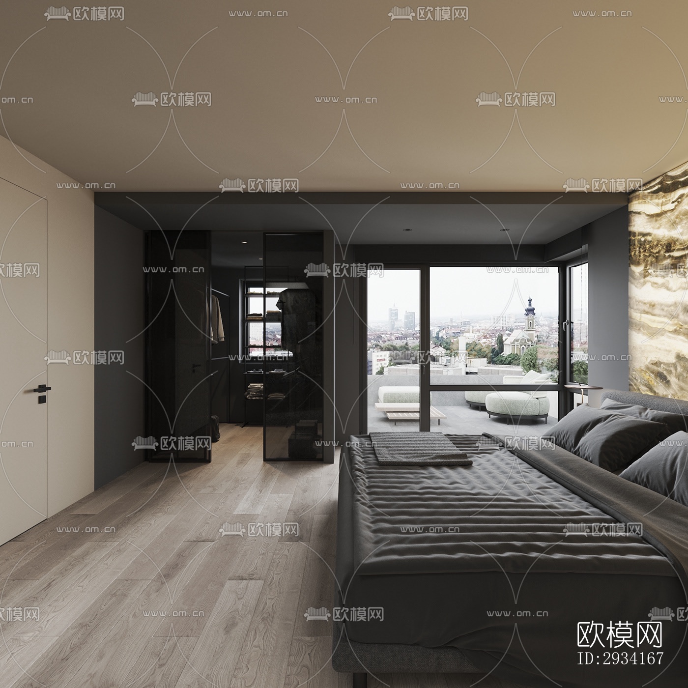 高级灰别墅效果图下载（渲染图7）