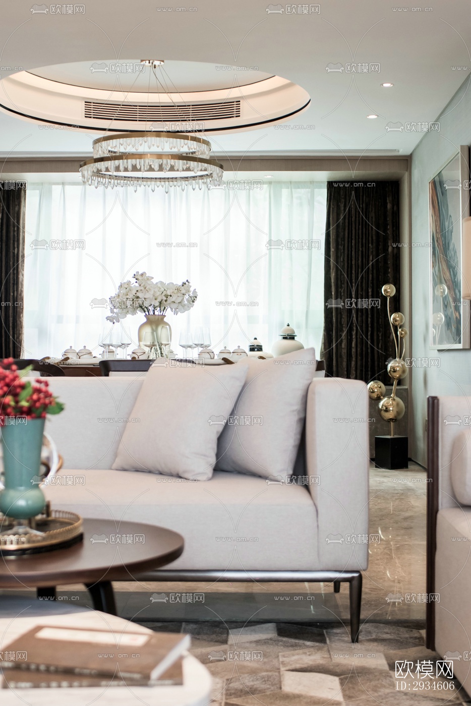 新中式平层效果图下载（渲染图15）