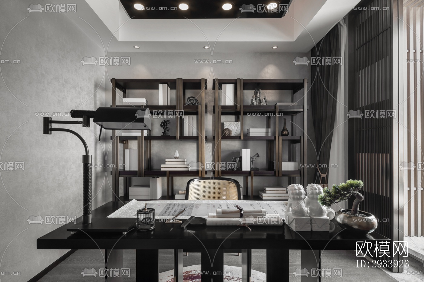 新中式别墅效果图下载（渲染图8）