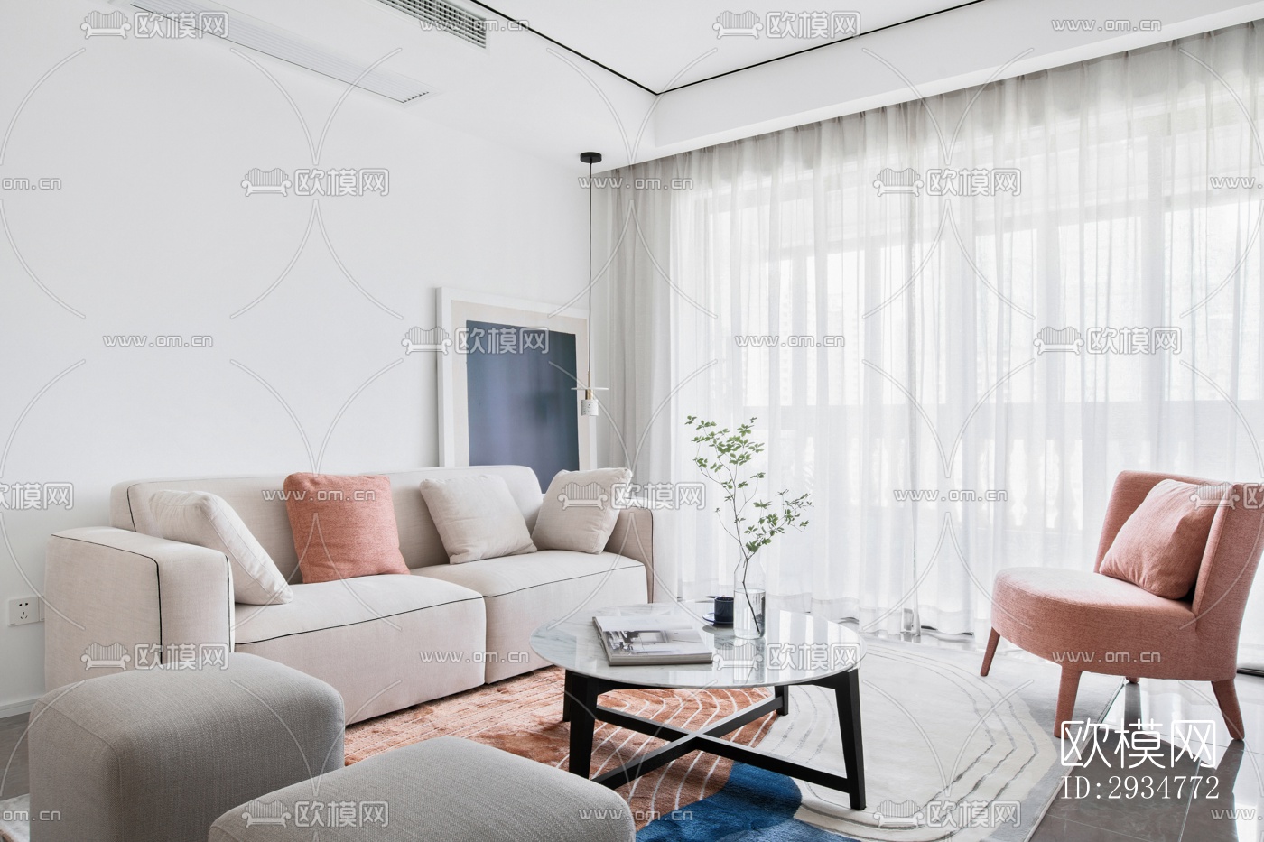 现代平层效果图下载（渲染图15）