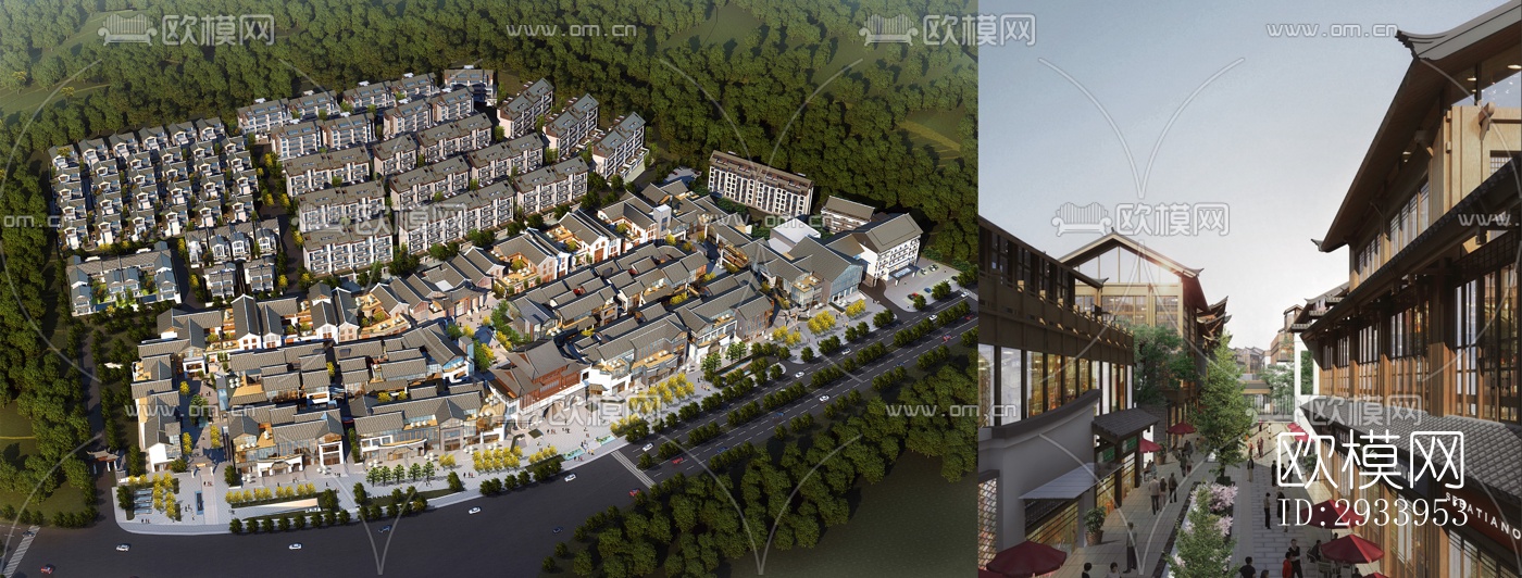 新中式别墅效果图下载（渲染图1）