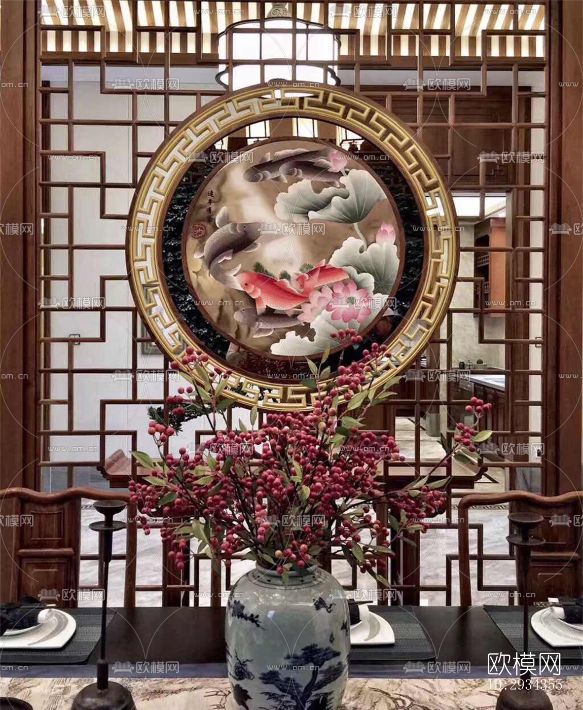 中式平层效果图下载（渲染图10）