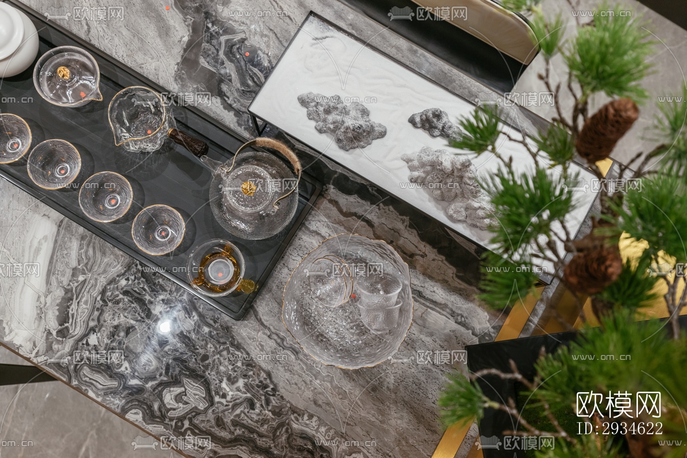 新中式平层效果图下载（渲染图12）