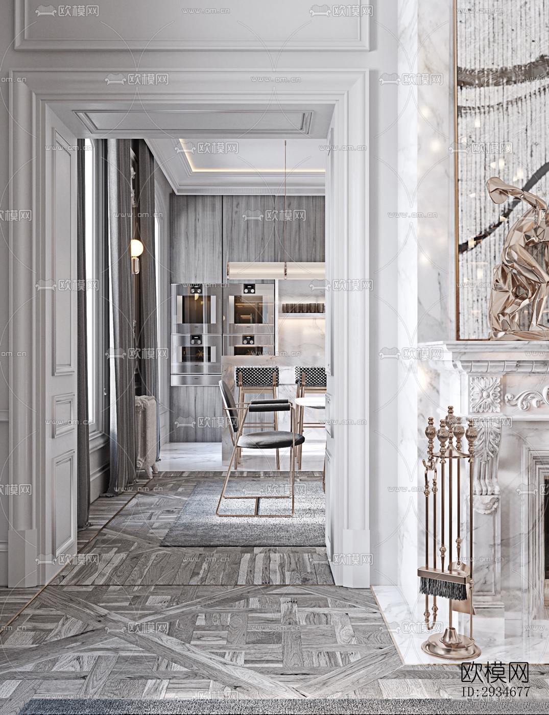 欧式平层效果图下载（渲染图17）