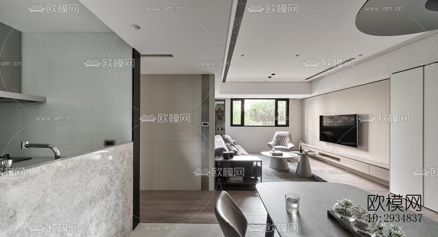 现代平层效果图下载（渲染图20）