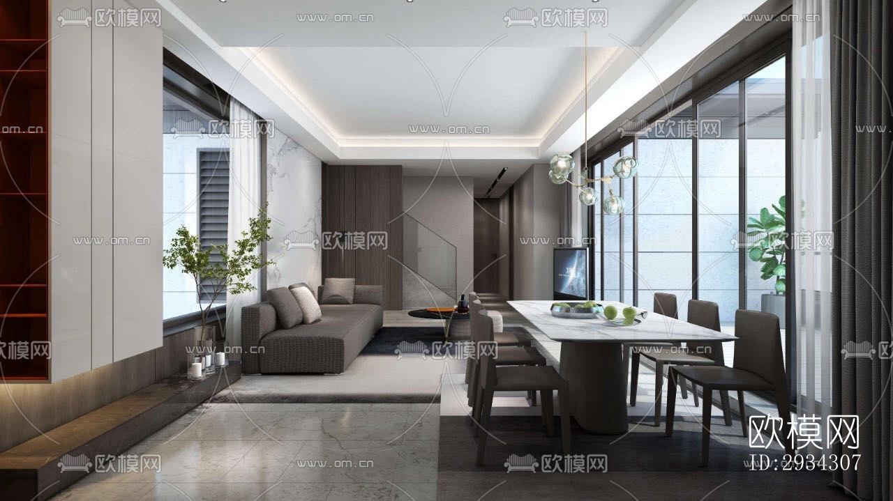 现代复式效果图下载（渲染图17）