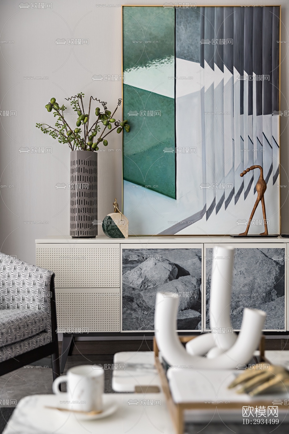 新中式平层效果图下载（渲染图11）