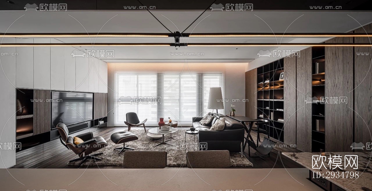 现代平层效果图下载（渲染图1）