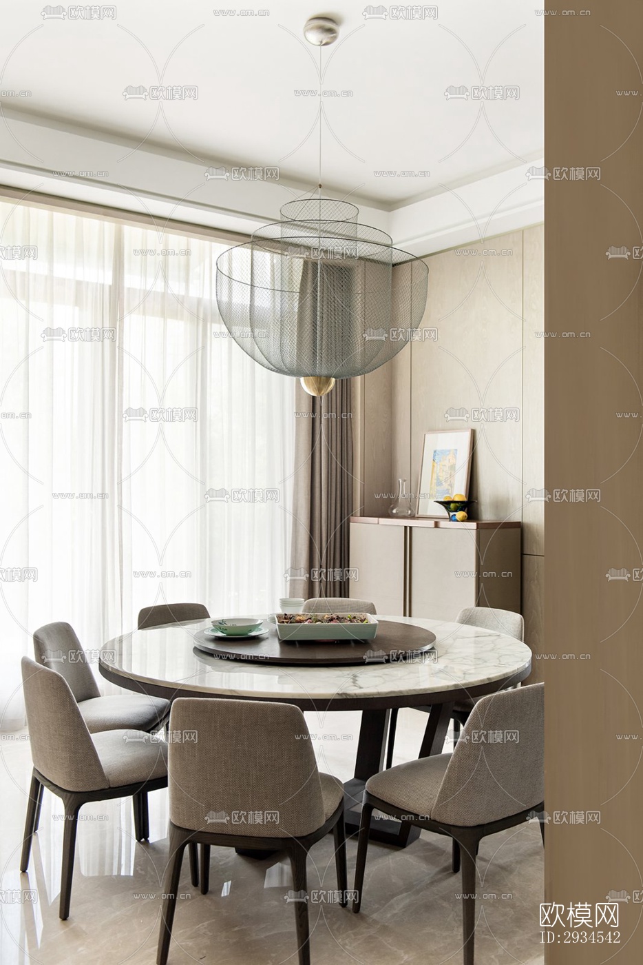 新中式平层效果图下载（渲染图11）