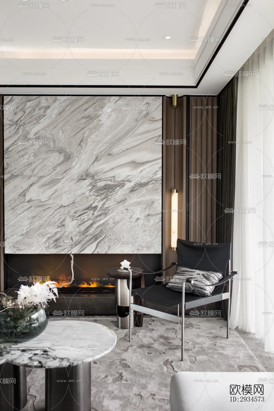 新中式平层效果图下载（渲染图13）