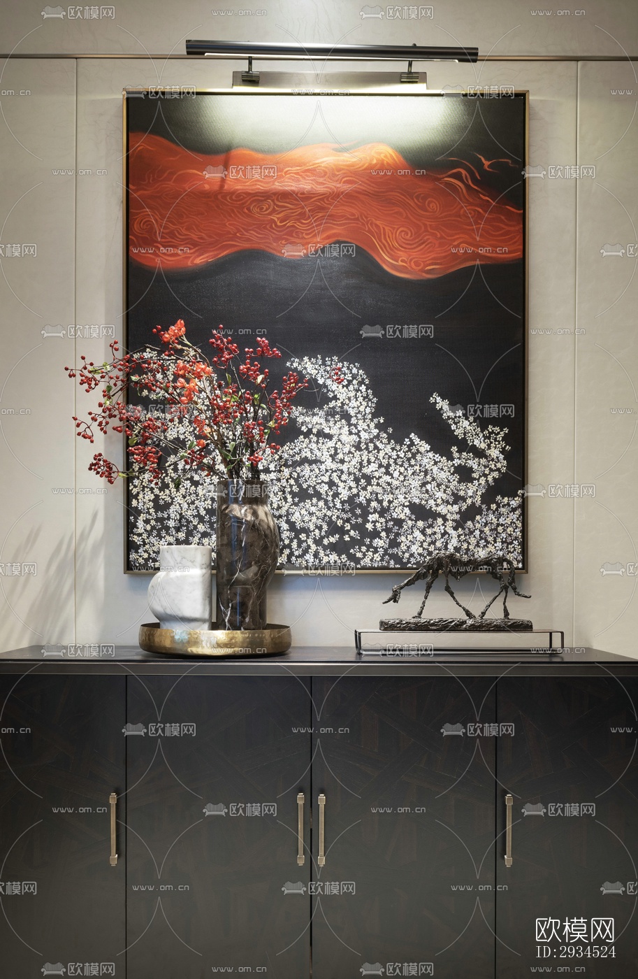 新中式平层效果图下载（渲染图11）