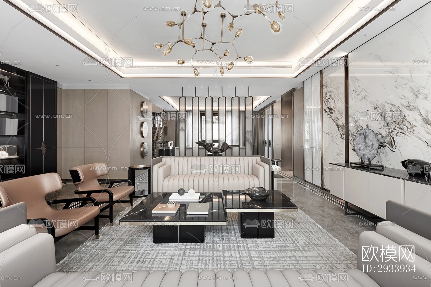 新中式别墅效果图下载（渲染图3）