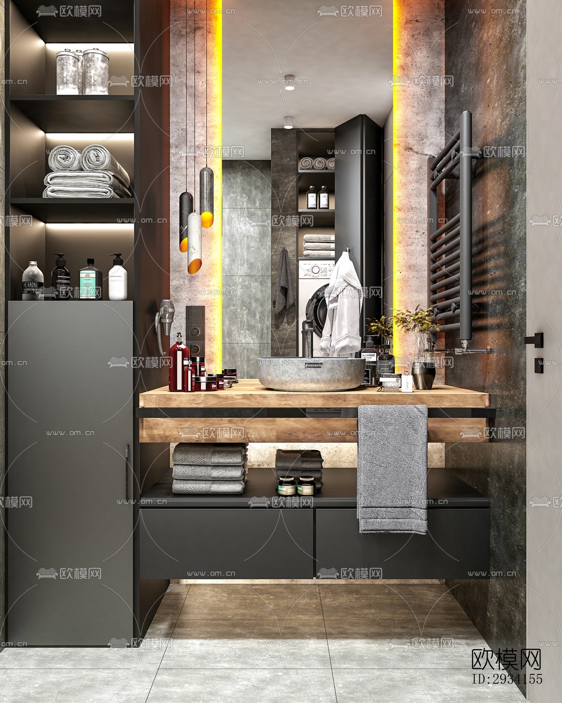 高级灰别墅效果图下载（渲染图16）