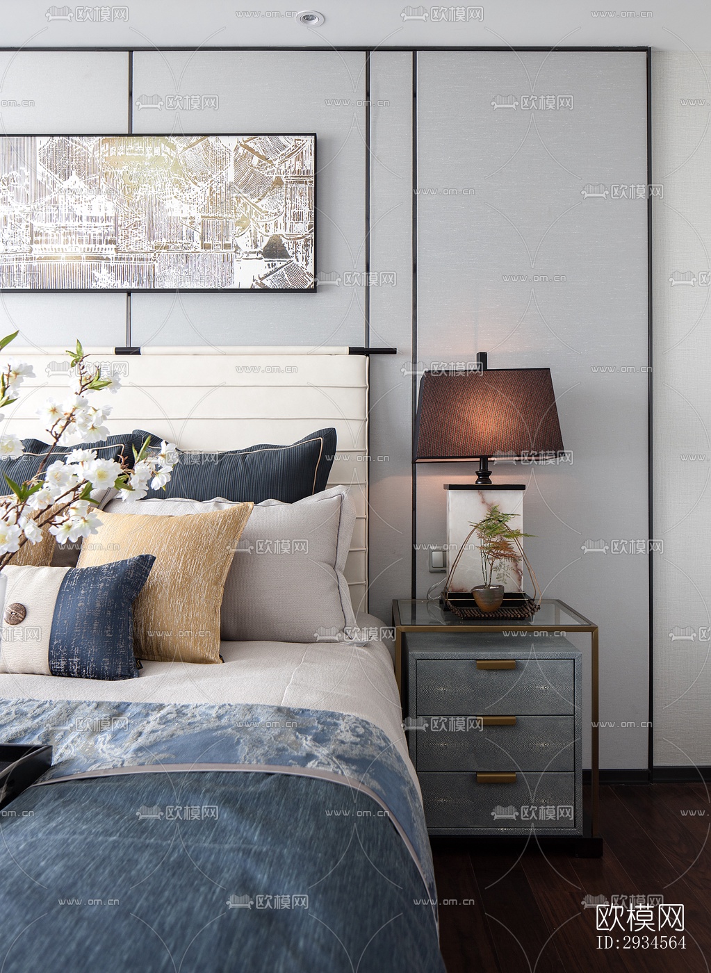 新中式平层效果图下载（渲染图6）