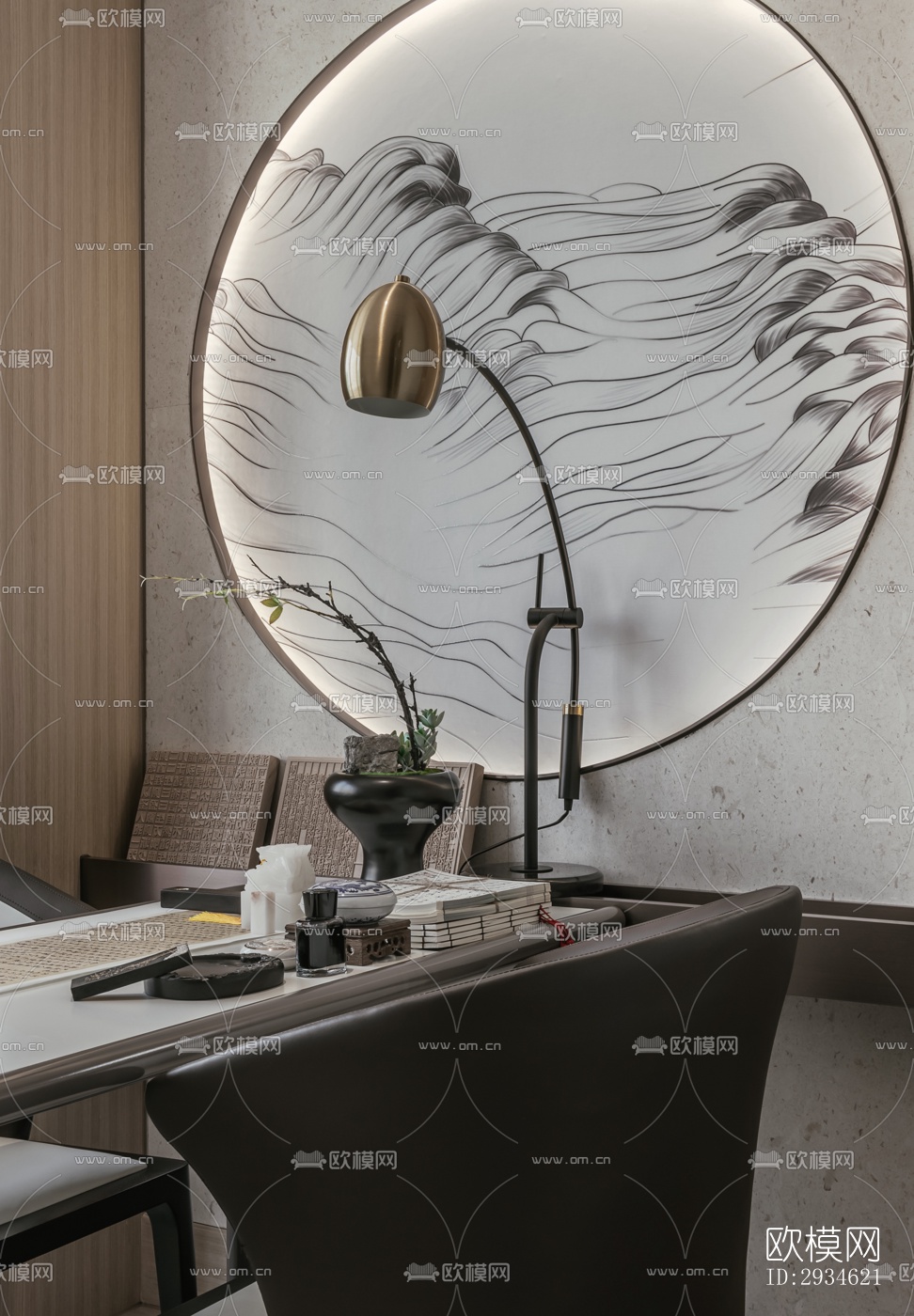 新中式平层效果图下载（渲染图9）