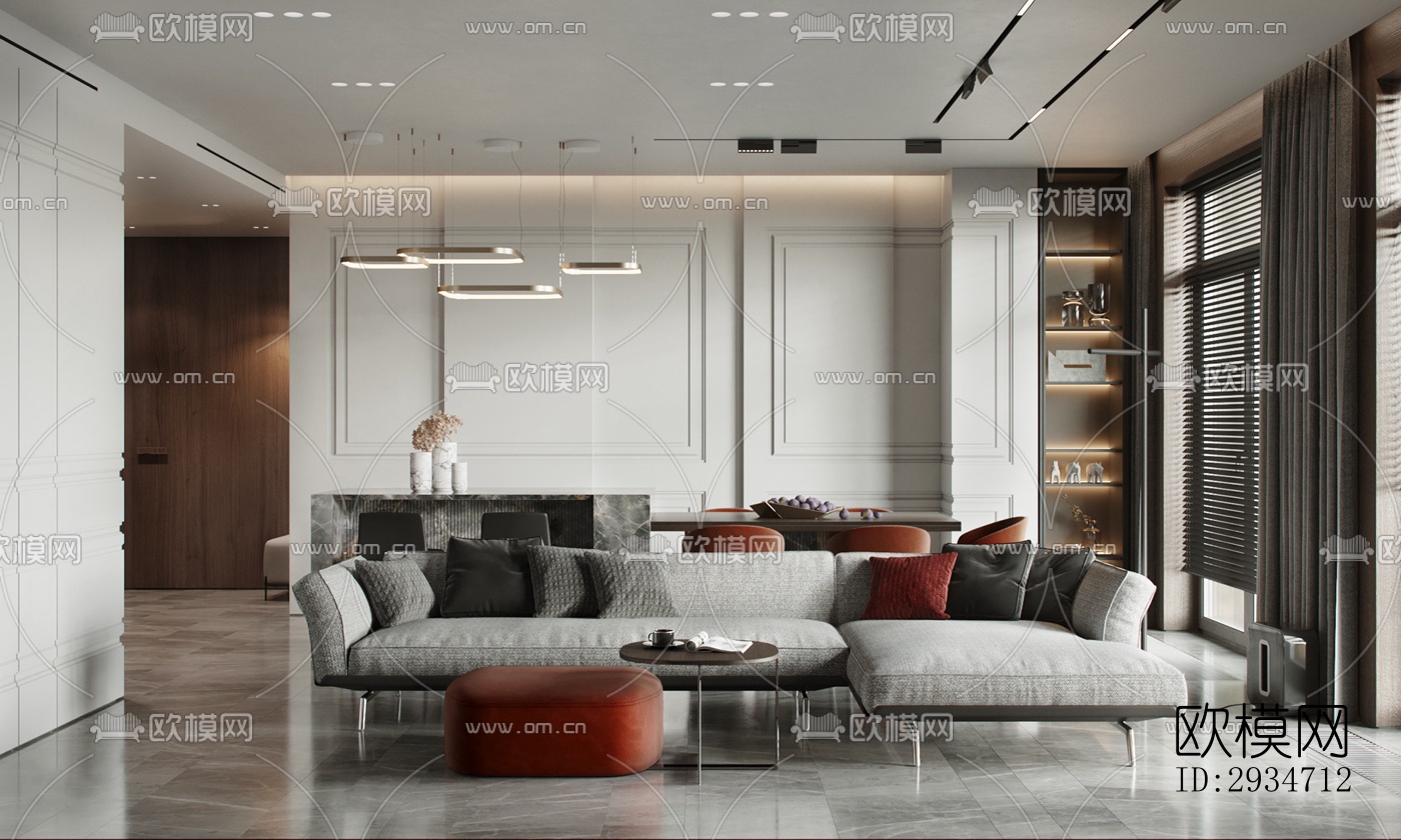 现代平层效果图下载（渲染图13）