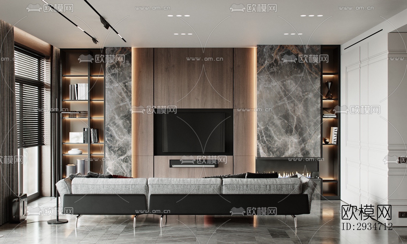 现代平层效果图下载（渲染图1）