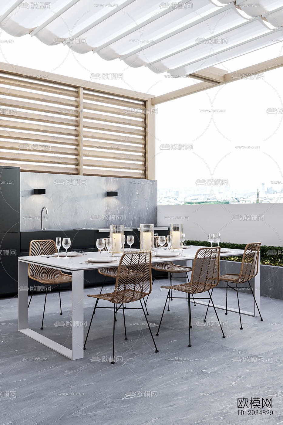 现代平层效果图下载（渲染图3）