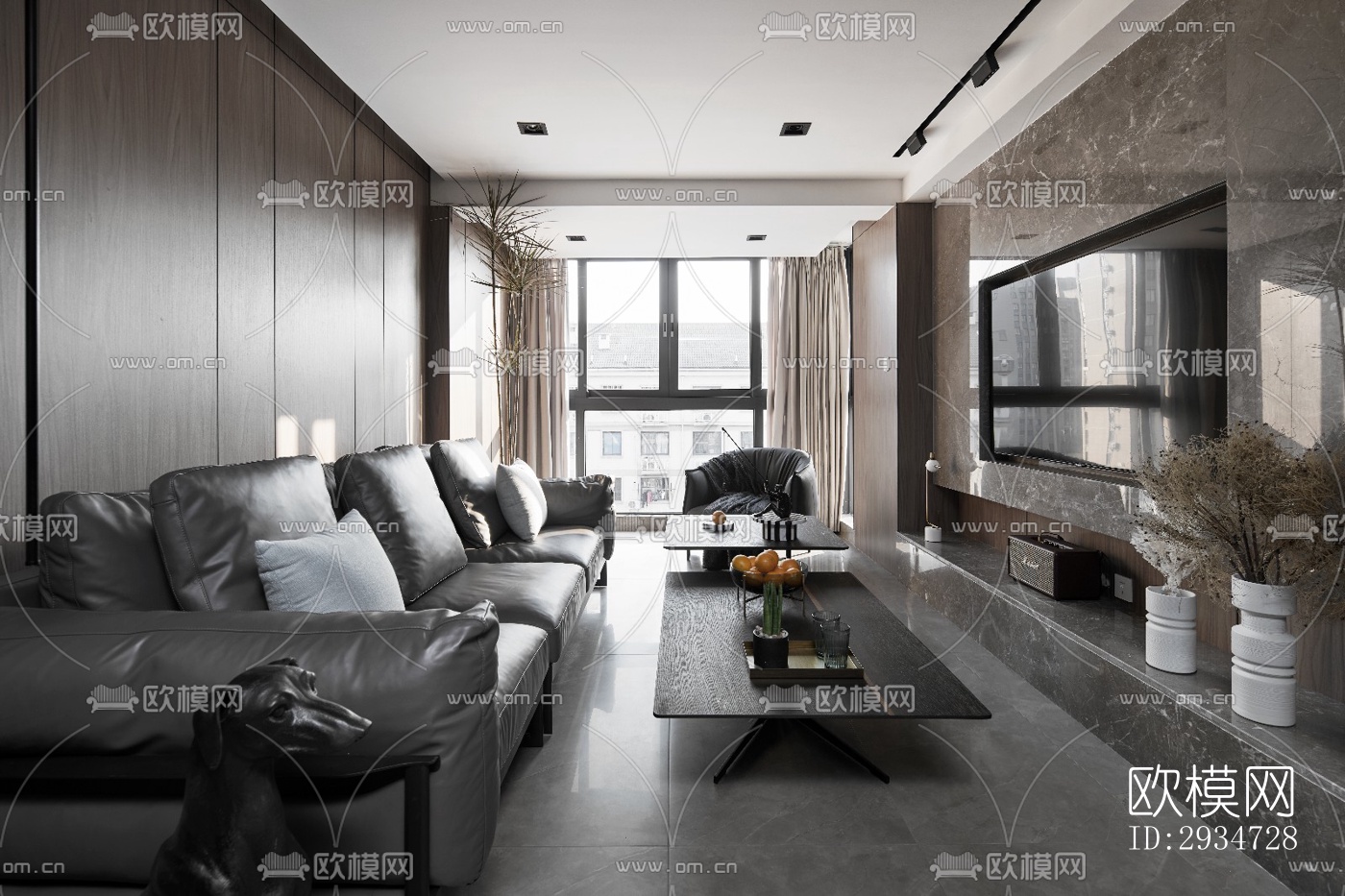 现代平层效果图下载（渲染图16）