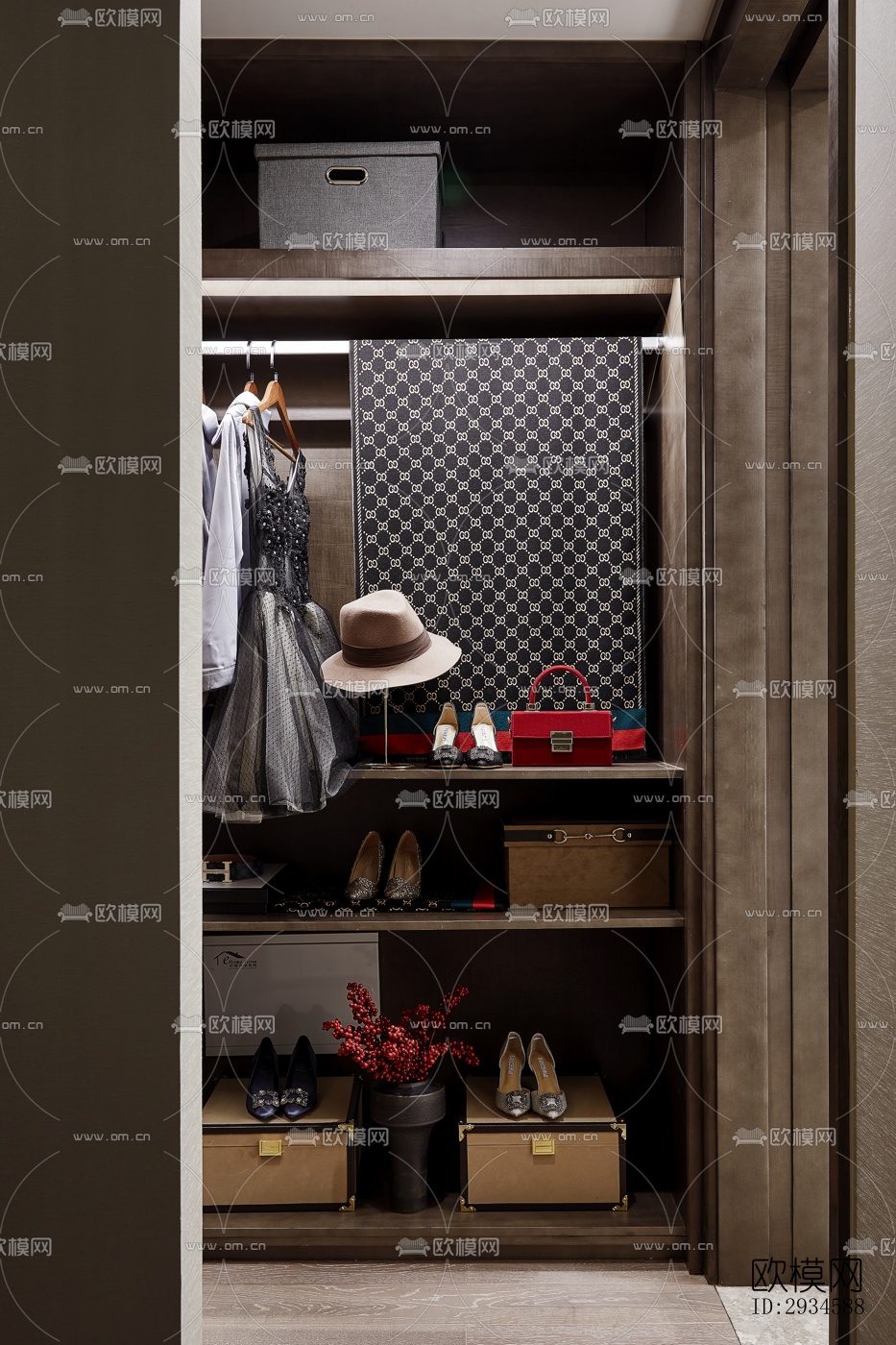 新中式平层效果图下载（渲染图8）