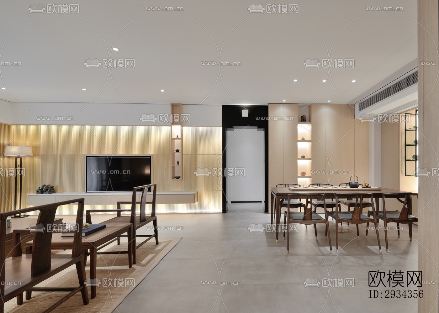 中式平层效果图下载（渲染图5）