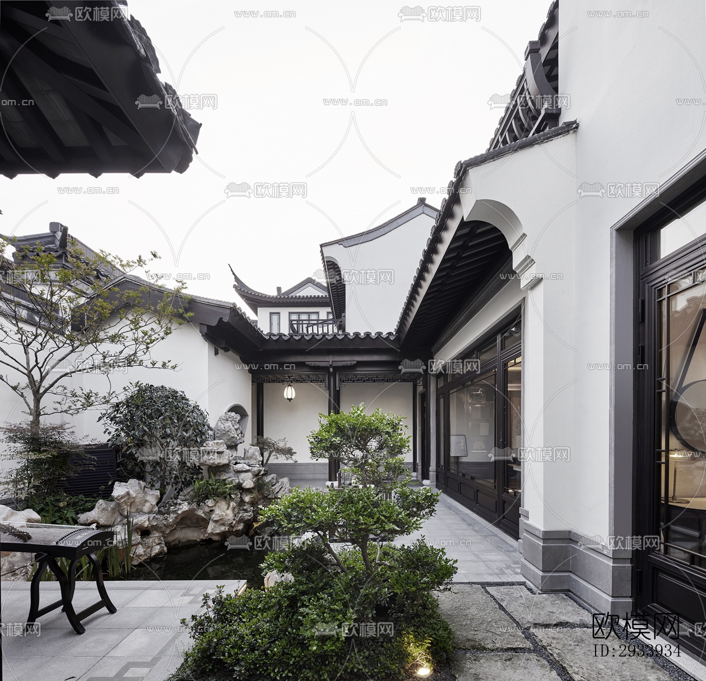 新中式别墅效果图下载（渲染图1）