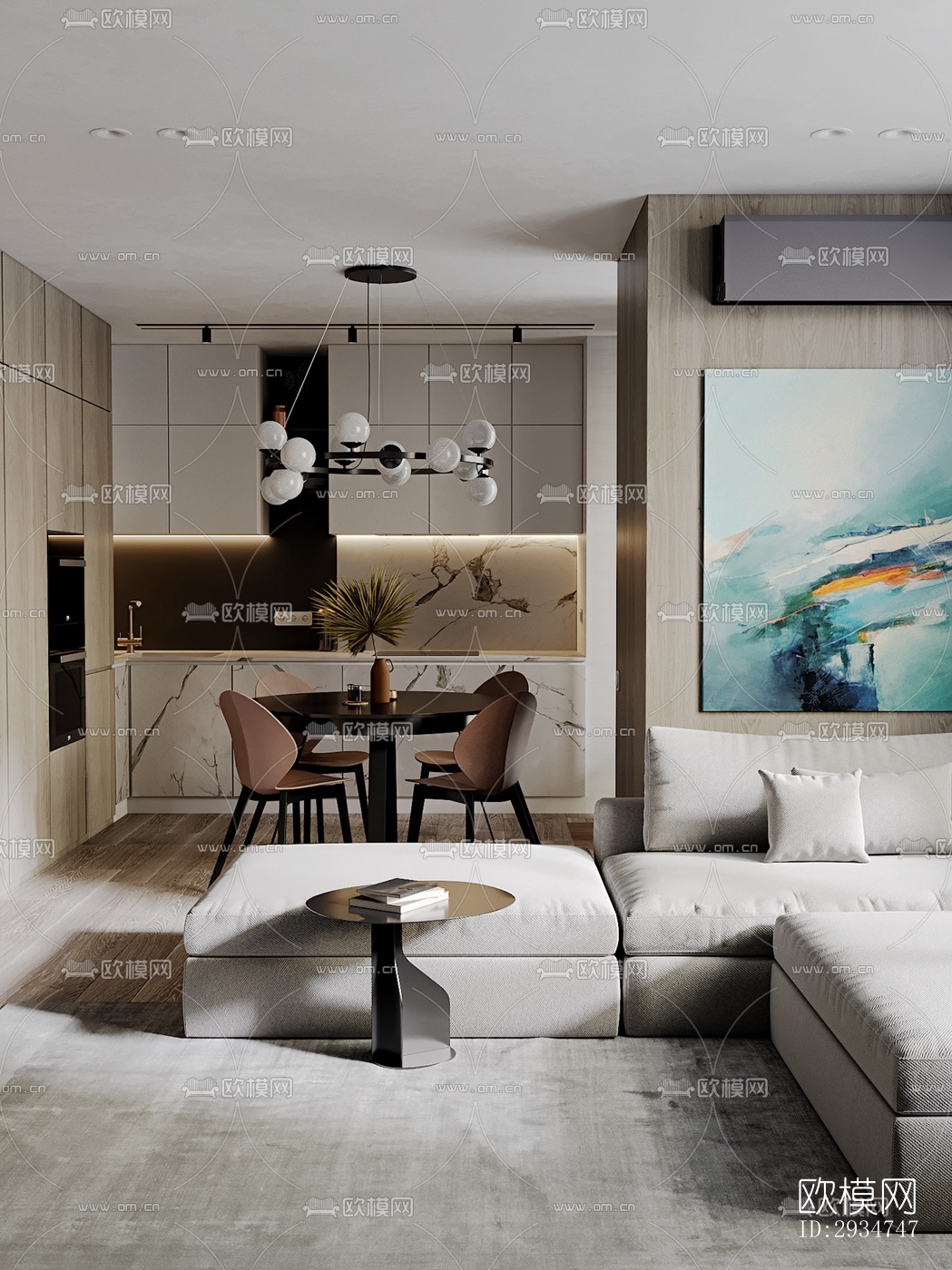 现代平层效果图下载（渲染图11）