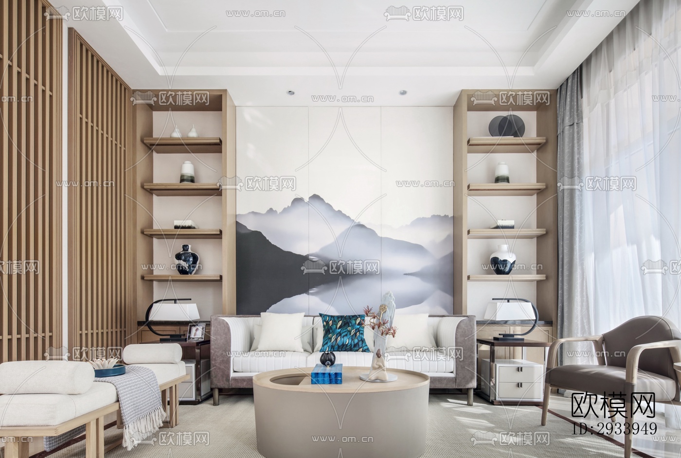 新中式别墅效果图下载（渲染图18）