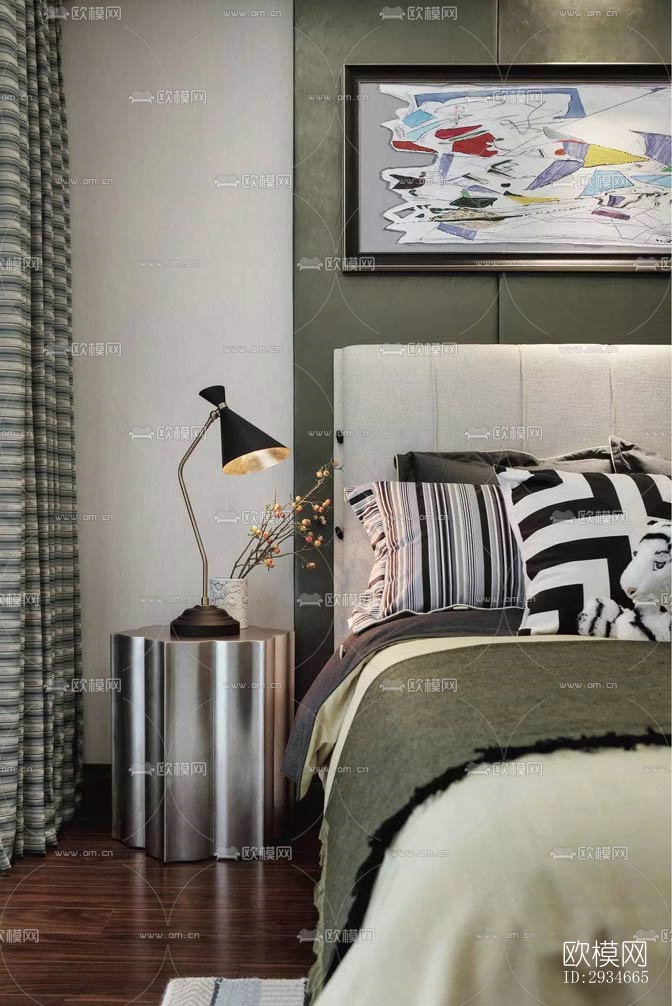 新中式平层效果图下载（渲染图10）