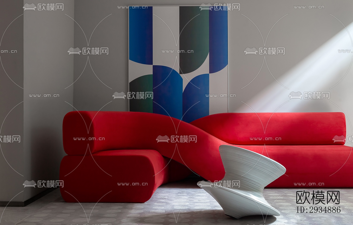 现代平层效果图下载（渲染图2）