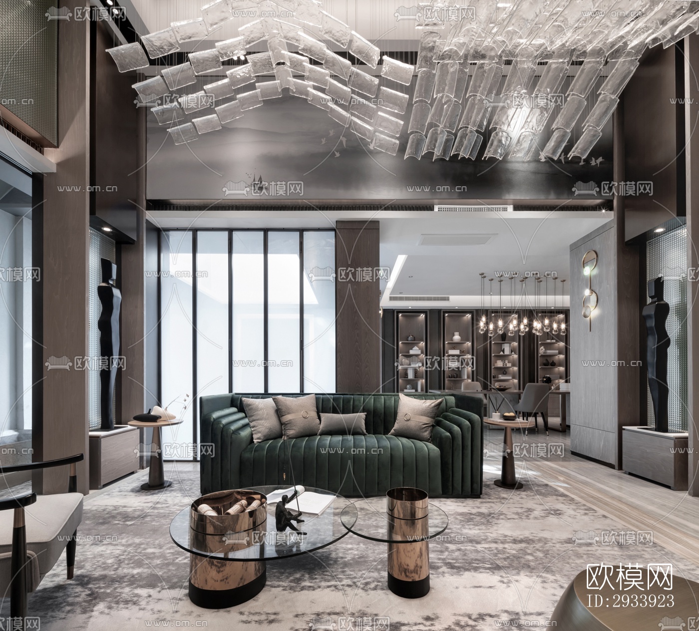 新中式别墅效果图下载（渲染图7）