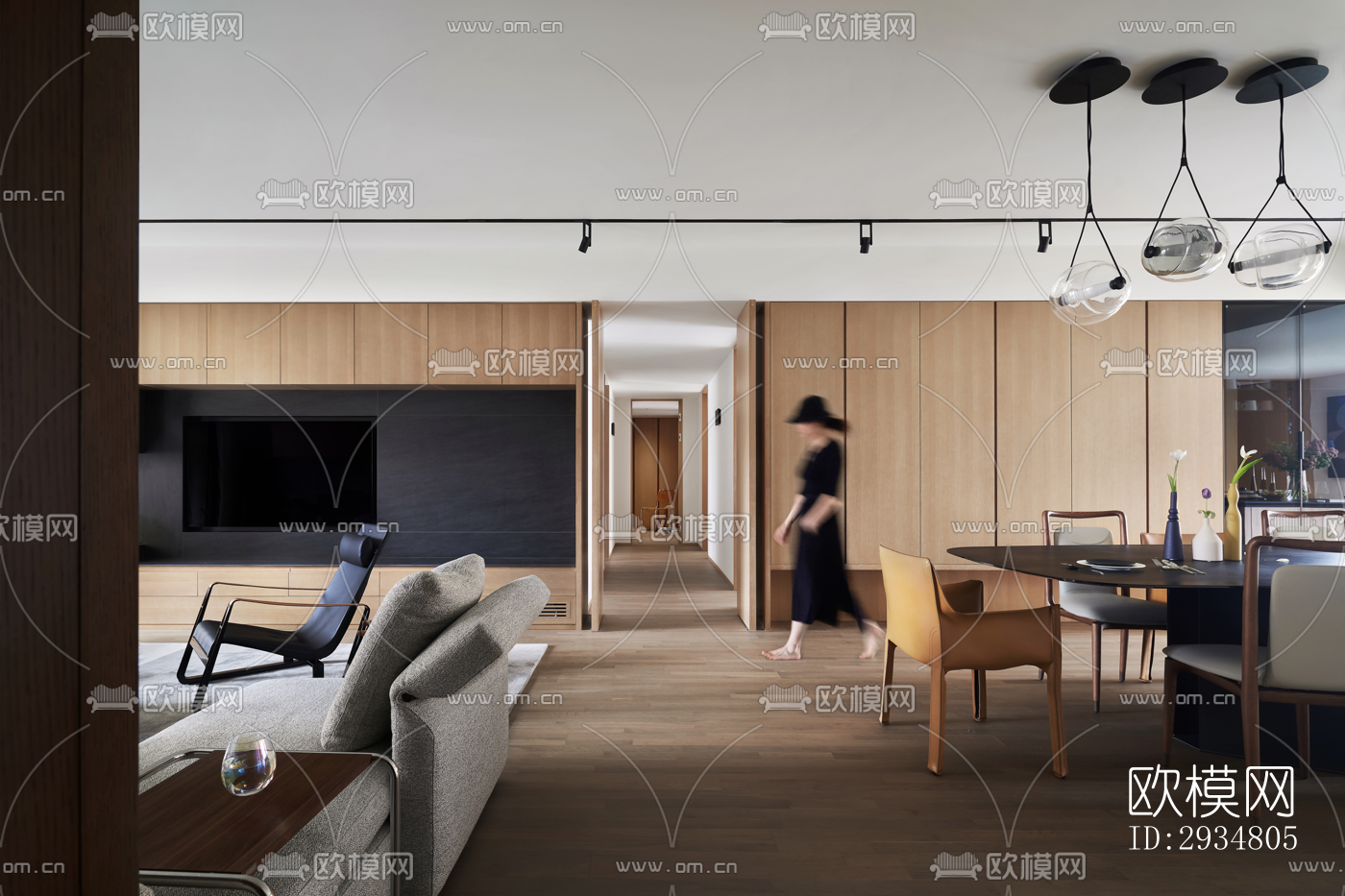 现代平层效果图下载（渲染图9）