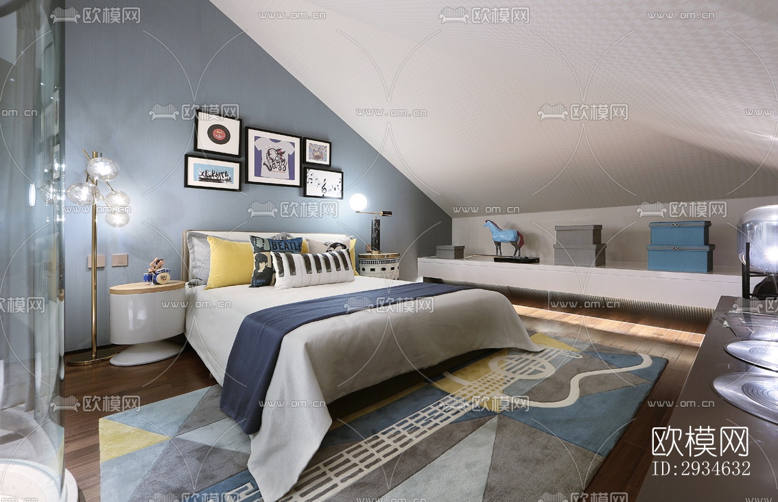 新中式平层效果图下载（渲染图17）