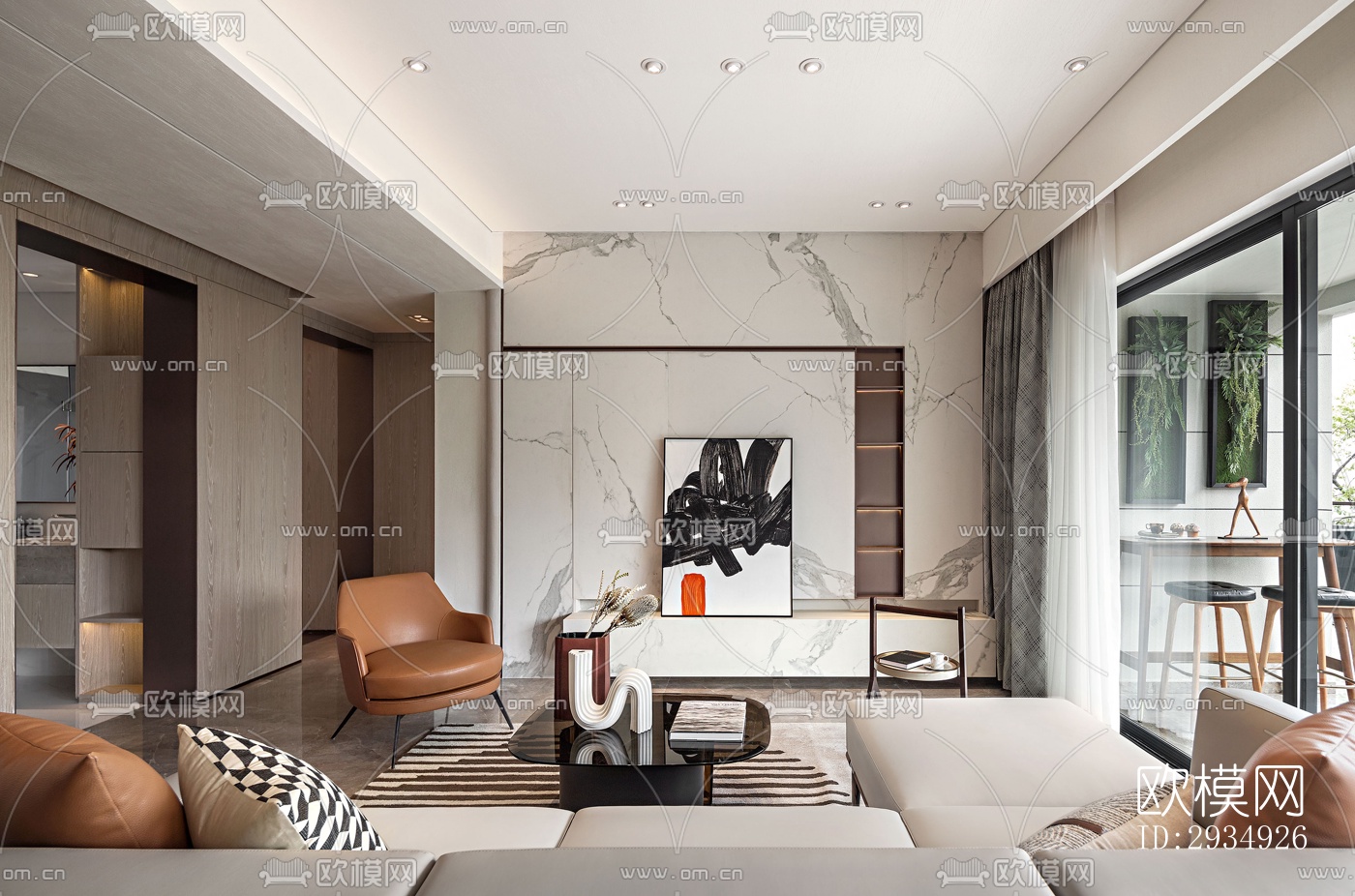 现代平层效果图下载（渲染图10）