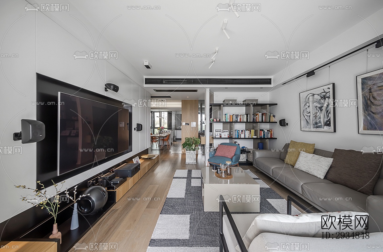 现代平层效果图下载（渲染图15）