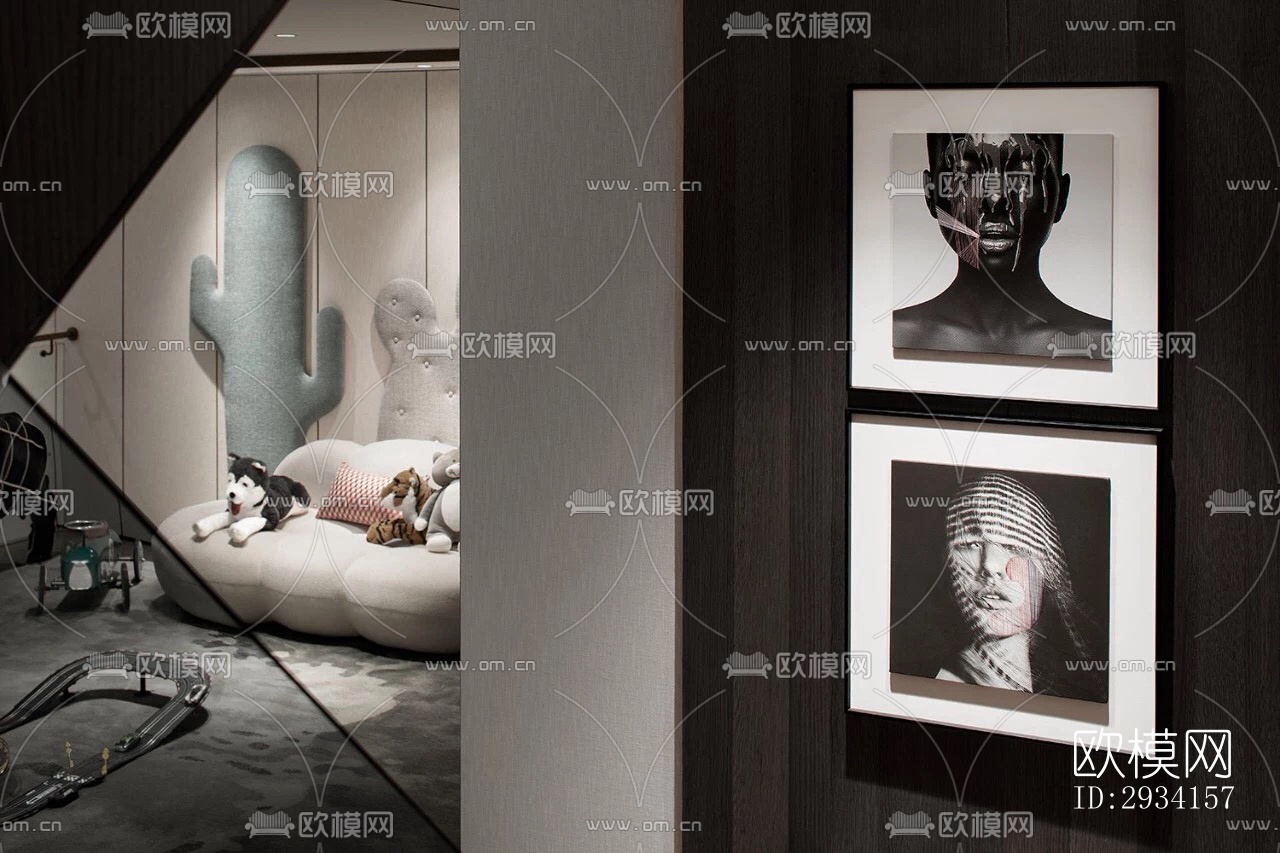 高级灰别墅效果图下载（渲染图1）