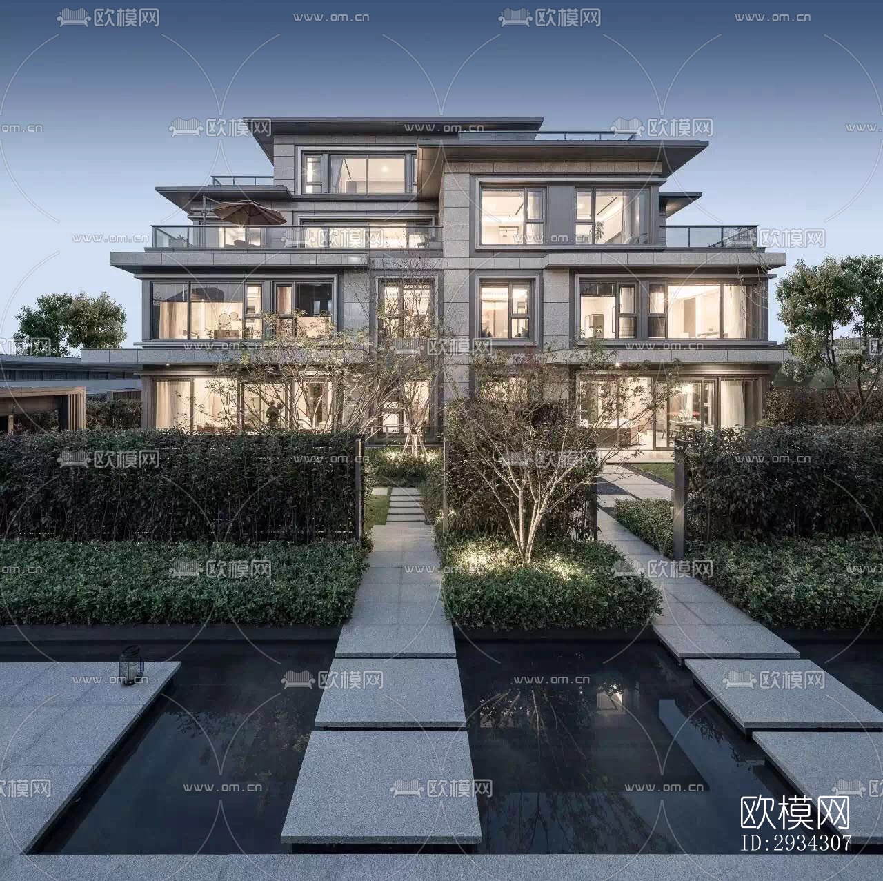 现代复式效果图下载（渲染图1）