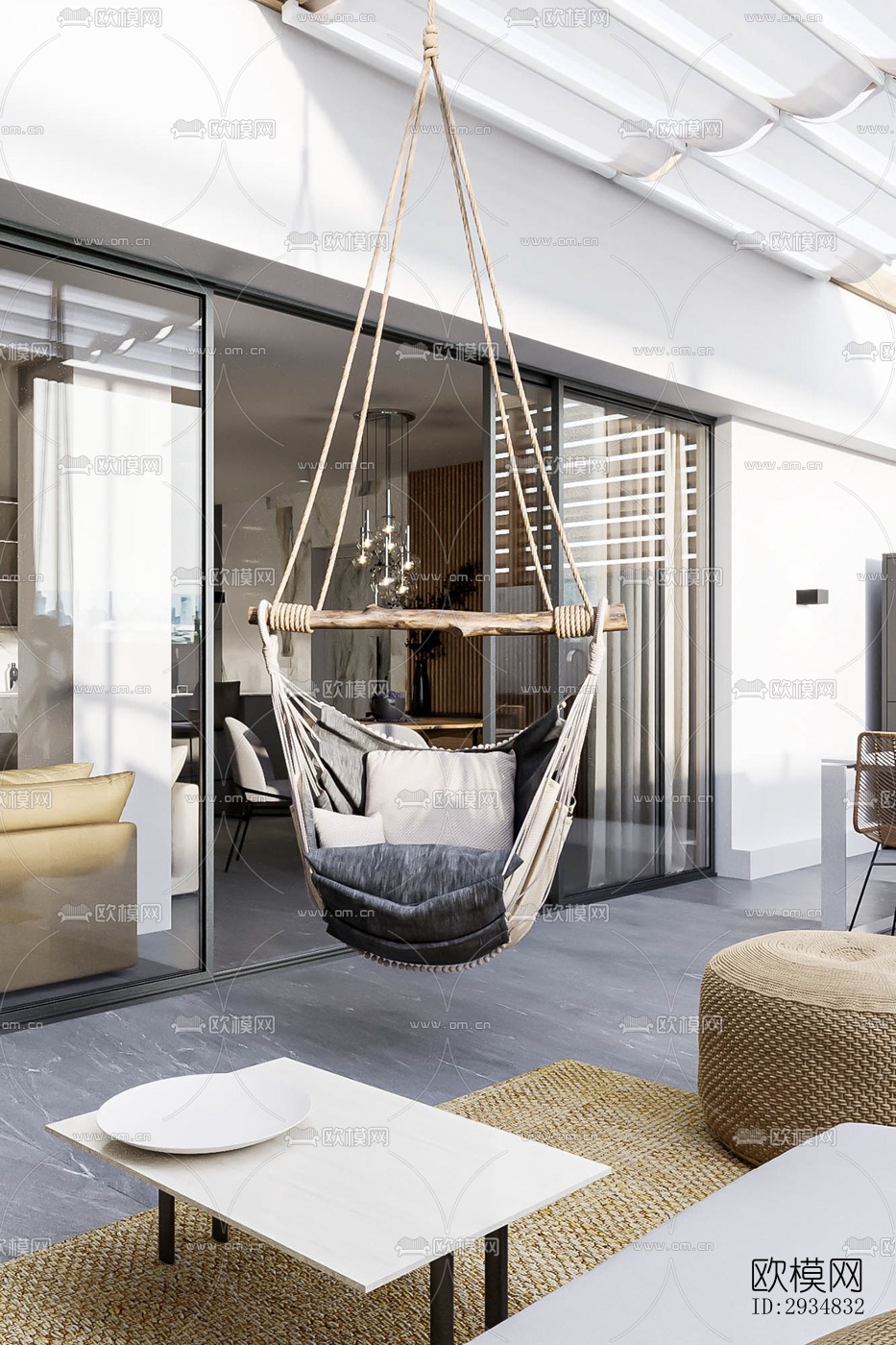 现代平层效果图下载（渲染图13）