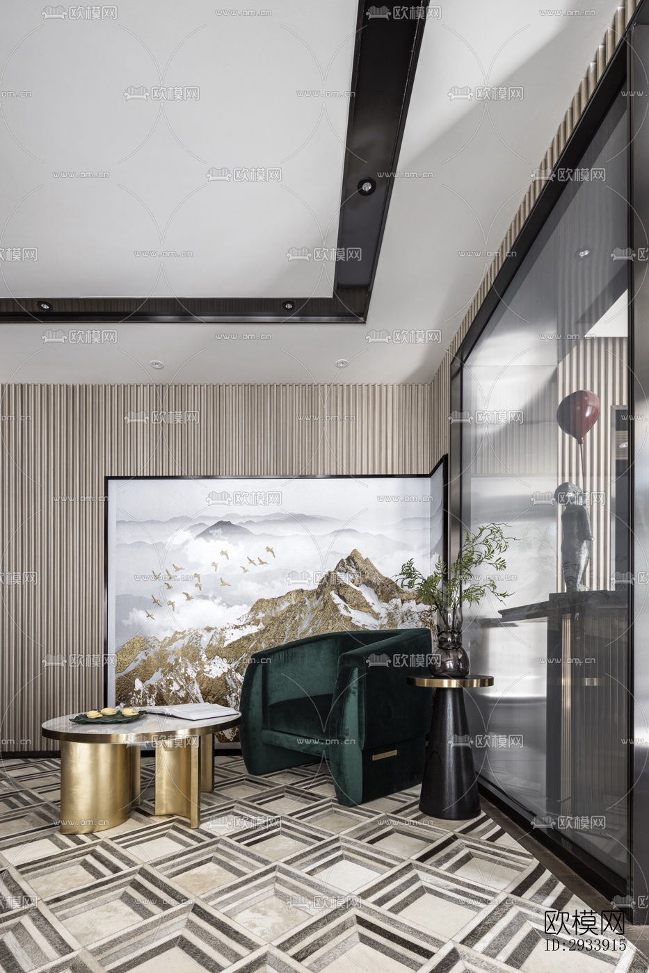 新中式别墅效果图下载（渲染图8）