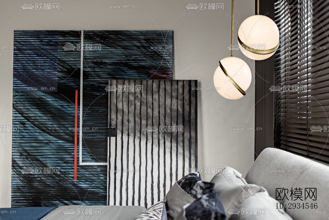 新中式平层效果图下载（渲染图9）