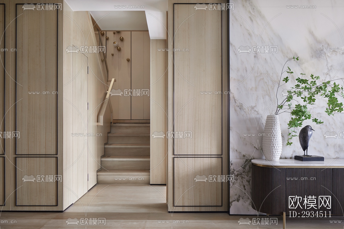 新中式平层效果图下载（渲染图14）