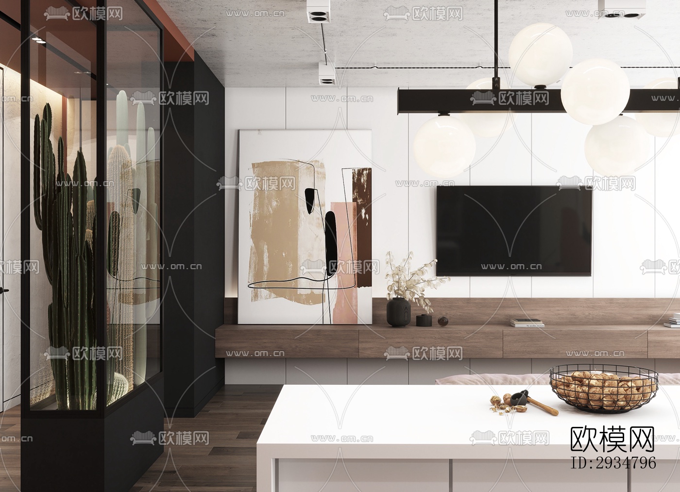 现代平层效果图下载（渲染图20）