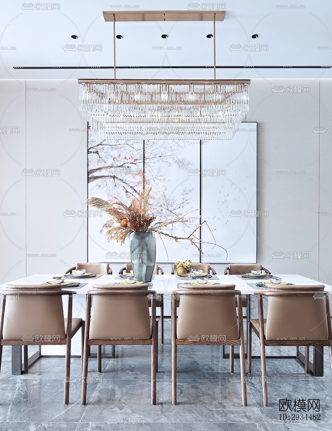 新中式平层效果图下载（渲染图16）