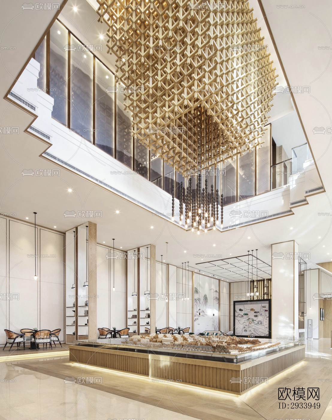 新中式别墅效果图下载（渲染图5）