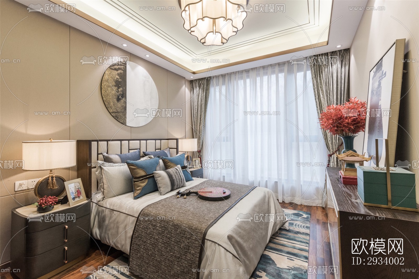 新中式别墅效果图下载（渲染图8）