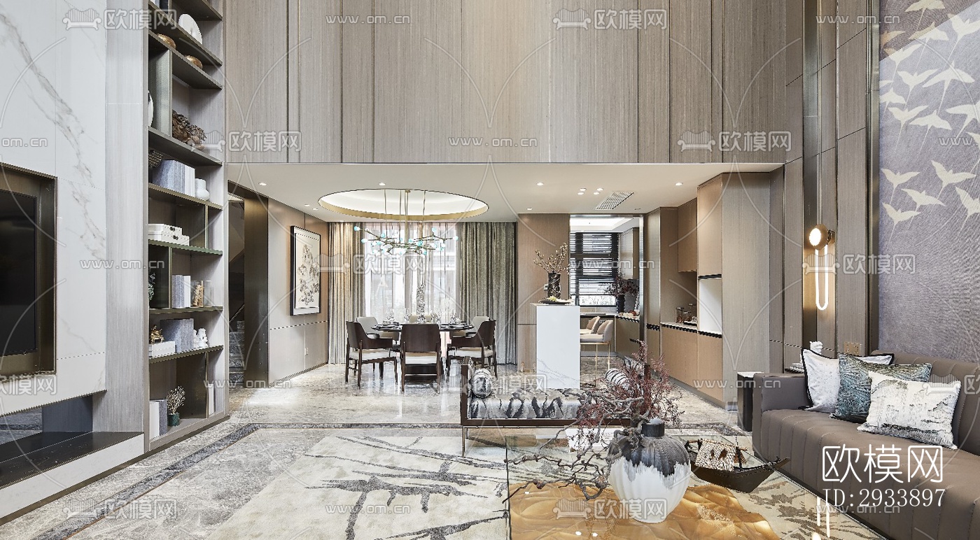 新中式别墅效果图下载（渲染图20）