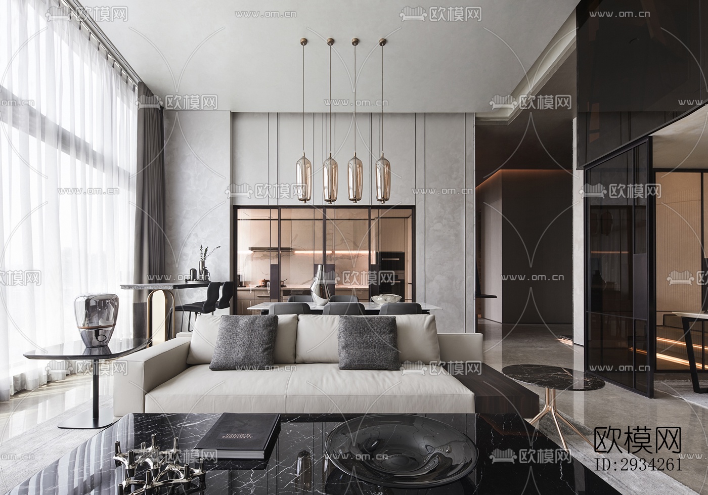 现代复式效果图下载（渲染图6）